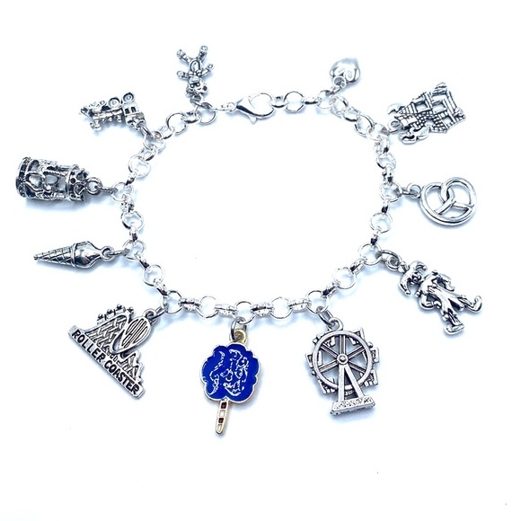 Amusement Park Charm Bracelet Rides Food Charms - Picture 1 of 8